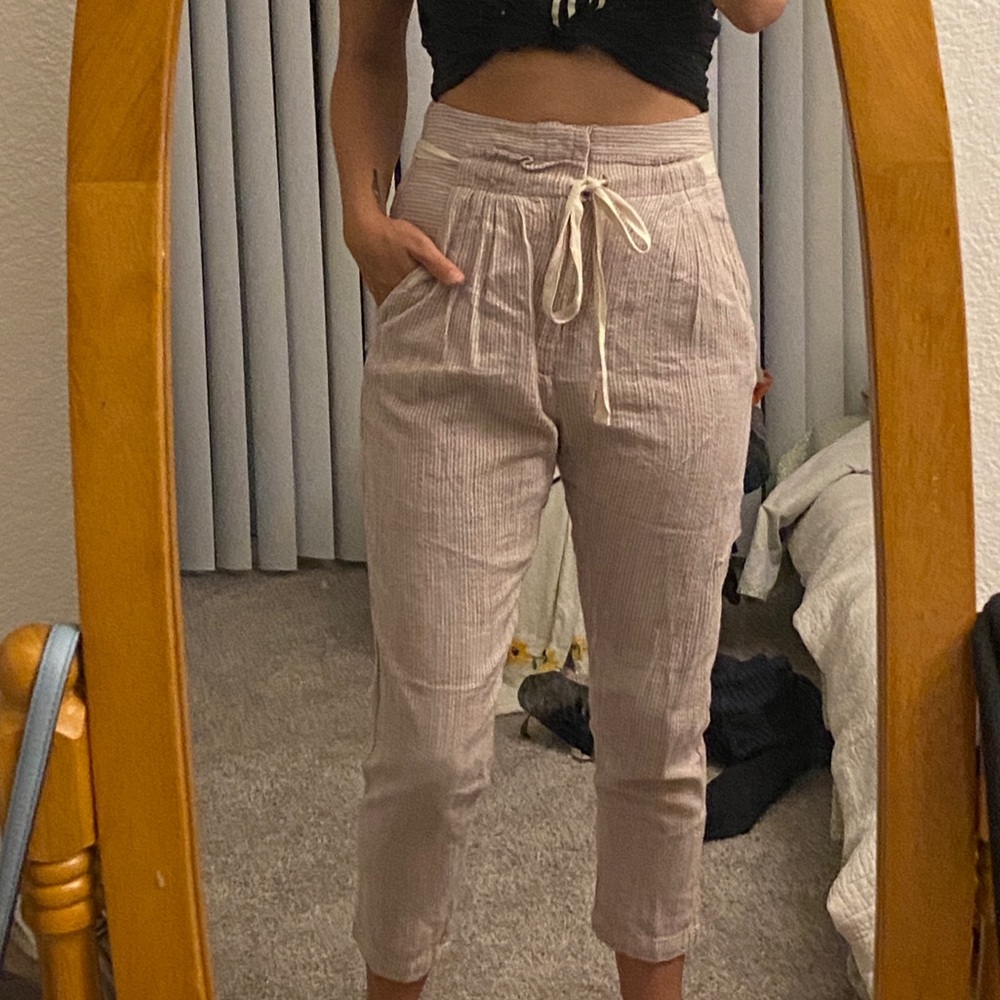 Free People Striped High Waisted Trousers